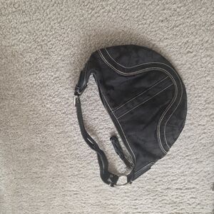 Coach Y2K Mini Soho Hobo - Black Signature Canvas with White Stitching